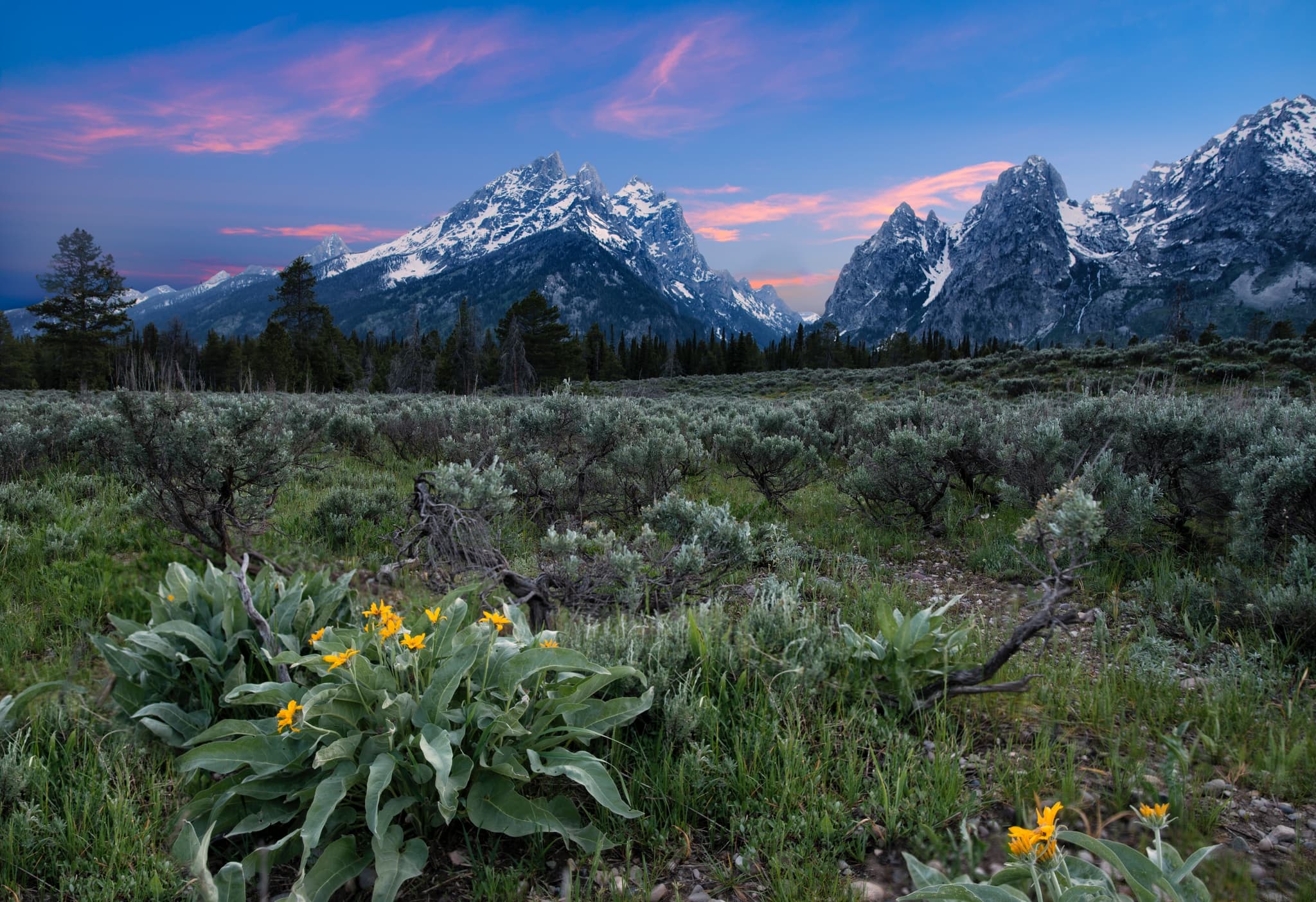 Beautiful mountain landscape at evening